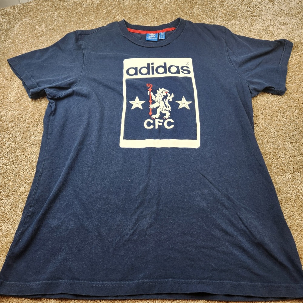 Adidas Originals Chelsea FC T-Shirt Mens Large Navy Blue Graphic Soccer Tee